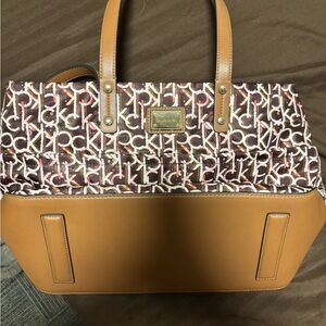 Calvin Klein Brown and Tan Tote Bags